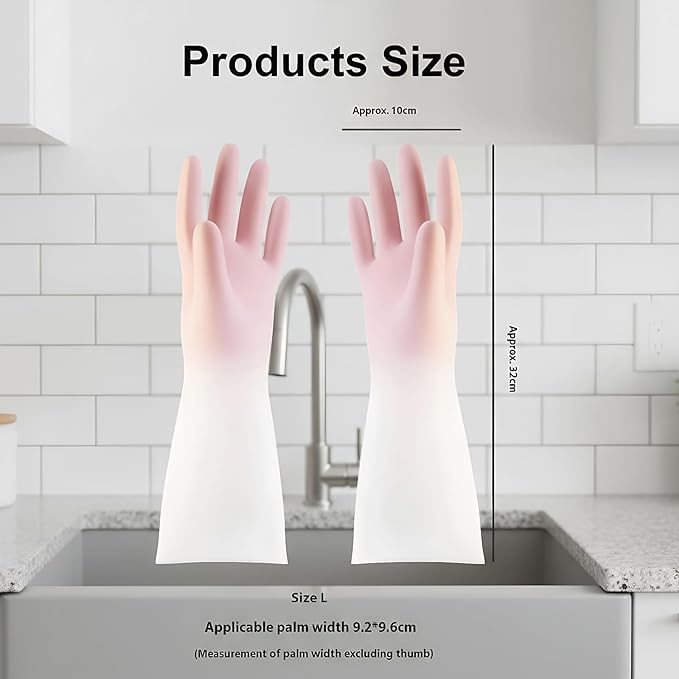 Rubber Dishwashing Gloves for Kitchen 4 Pairs Cleaning Household Dish Washing - Image 2