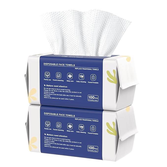 Disposable Face Towels, Biodegradable Ultra Soft Washcloths by VAMMOTS