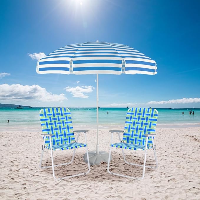 VINGLI Patio Lawn Webbed Folding Chairs Outdoor Beach Portable Camping Chair for Yard, Garden (4, Blue, Oversized) - Image 2