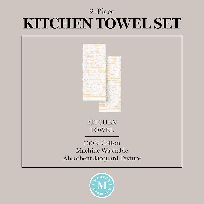 Martha Stewart Woodland Harvest Jacquard Sunflowers Kitchen Towel 2-Pack Set - Image 4