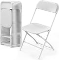 VINGLI 10 Pack White Plastic Folding Chair, Indoor Outdoor Portable Stackable Commercial Seat with Steel Frame 350lb. Capacity for Events Office Wedding Party Picnic Kitchen Dining by VINGLI