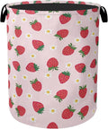 Cute Pink Strawberry Laundry Basket, Extra Large Foldable Hamper by Gearsly