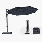 PURPLE LEAF 10 Feet Patio Umbrella with Base and Cover Round Outdoor Cantilever Umbrella Aluminum Offset Umbrella with 360-degree Rotation for Garden Deck Pool Patio Grey by PURPLELEAF