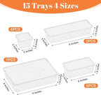 15 PCS Clear Plastic Drawer Organizer Set, 4-Size Acrylic Drawer Storage Trays - Image 3