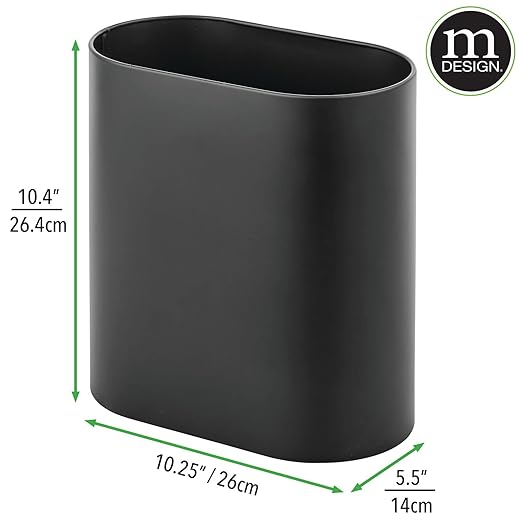 mDesign Slim Pill-Shaped Metal 1.98 Gallon/7 Liter Recycle Trash Can Wastebasket - Image 4