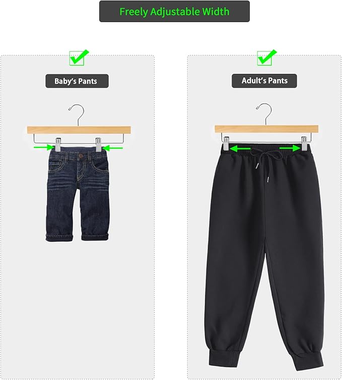 Nature Smile Solid Lotus Wood Deluxe Wooden Pants Hangers Bottom Hanger Jeans - Image 6