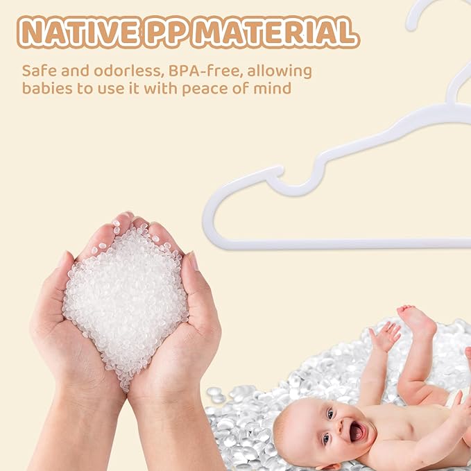 60 Pack White Baby Hangers 11.42 Inch & 12.91 Inch Each 30 Pack - Image 4