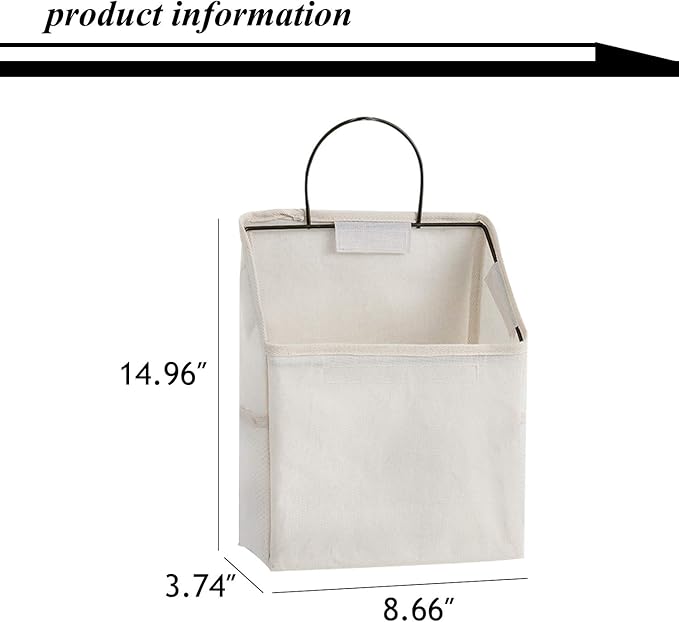 QULSE 2 Pcs Wall-Hanging Storage Bags, Desktop Organizer Basket Cotton Linen - Image 2
