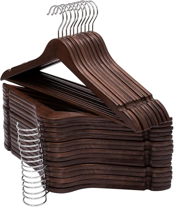 ELONG HOME Solid Wooden Hangers 30 Pack, Wood Suit Hangers by ELONGHOME