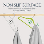 HOUSE DAY Vibrant Green Velvet Hangers 60 Pack, Non Slip Clothes Felt Hanger - Image 2