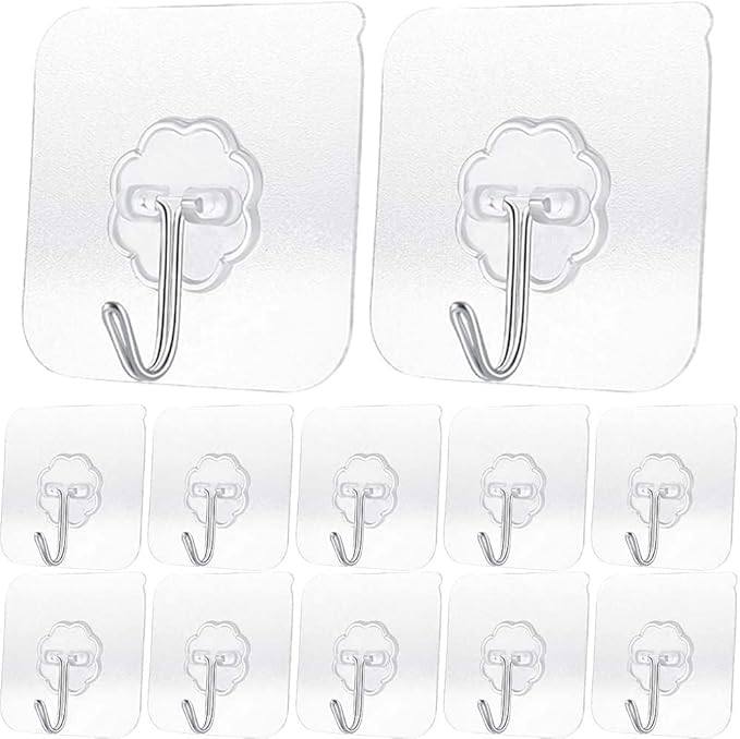 Transparent Adhesive Hooks 30 lb, Waterproof and Oilproof Reusable Seamless - Image 2