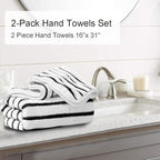 2 Piece Black White Cabana Stripe Hand Towels - Image 3