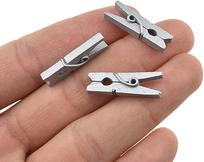 HAHIYO Silver Wooden Clothes Pins Clothespins Mini Do NOT Fall Apart 1 inches by HAHIYO