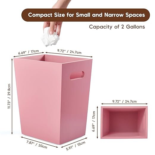 Small Trash Can Wastebasket, 2 Gallon Wooden Waste Basket - Image 2