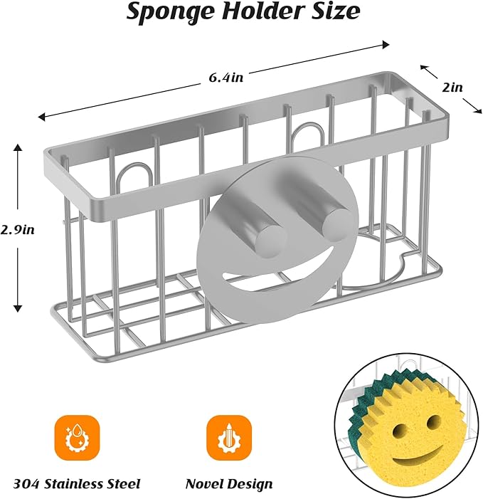 Sponge Holder Smiley Face, Sink Caddy, Kitchen Organizer - Image 2