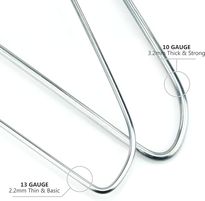 HANGERWORLD Silver Metal Wire Clothes Hangers 16inch 13 Gauge Clothes Garment - Image 3
