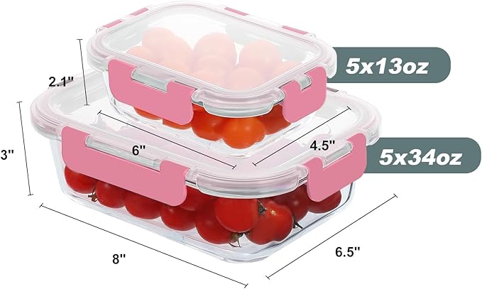 KOMUEE 10 Pack Glass Food Storage Containers, Meal Prep Containers - Image 6