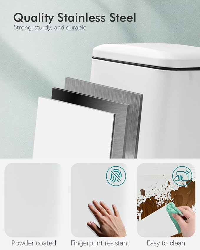 Bathroom Trash Can with Lid, 6 Liter / 1.6 Gallon Small Trash Can with - Image 4