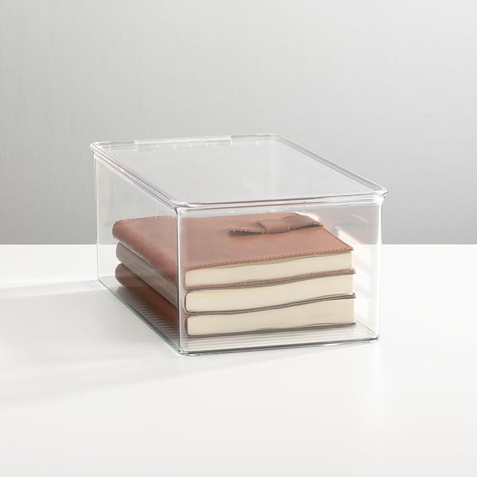 mDesign Plastic Stackable Home Office Storage Organizer Box - Image 2