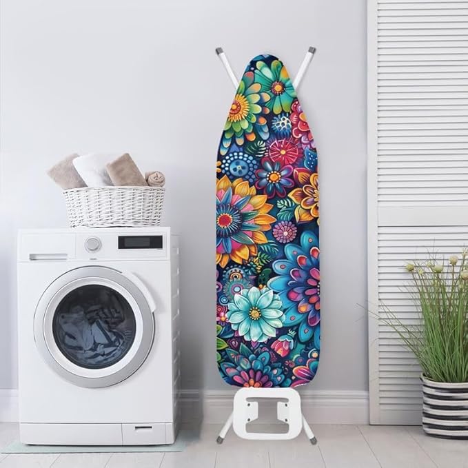Hippie Flower Ironing Board Cover Colorful Lotus Daisy Flowers Stretchy Ironing - Image 3