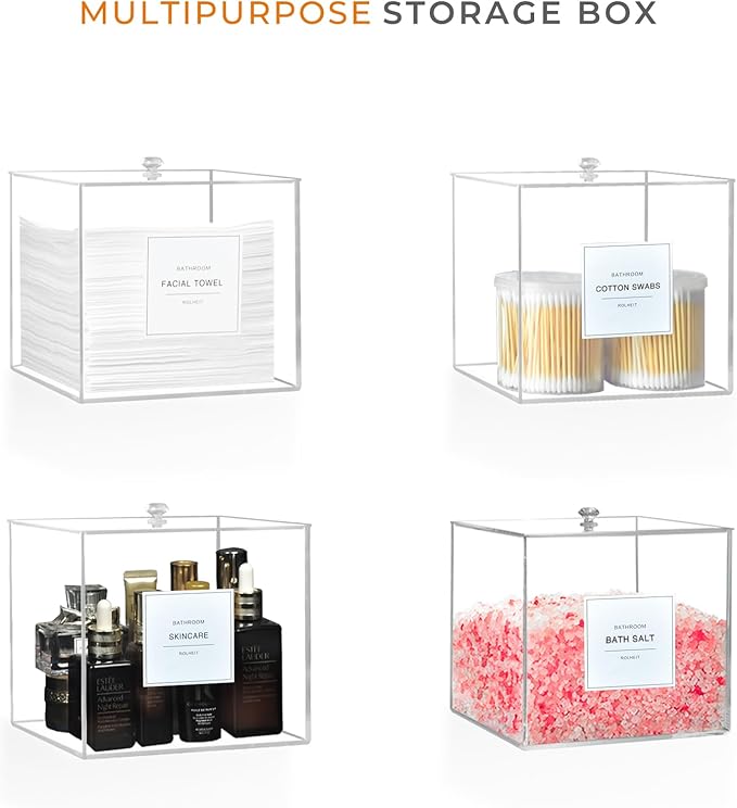 Disposable Face Towel Holder, Acrylic Face Towelettes Storage Box Compatible - Image 5