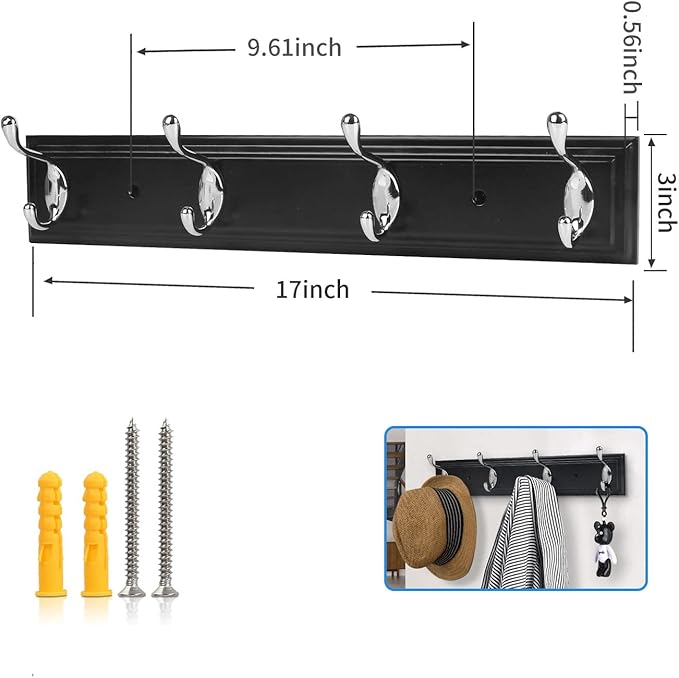 Wall Mounted Coat Hanger, 4 Hooks - Image 2
