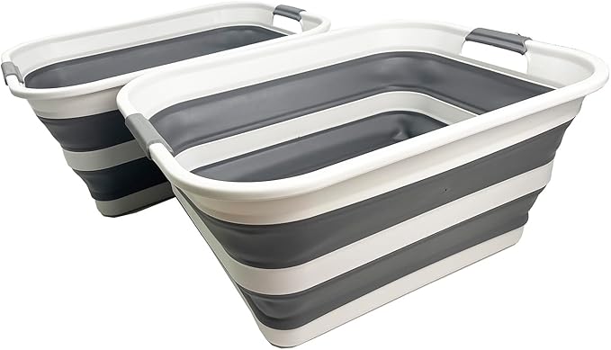 SAMMART Set of 2 Collapsible Plastic Laundry Basket - Image 2
