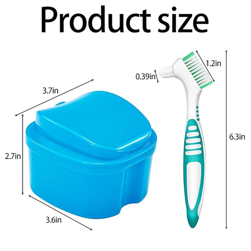 2 Pack Denture Cup Denture Bath Holder Case - Image 2