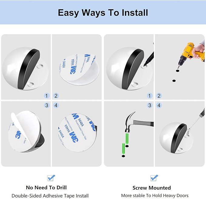 10 Pack Door Stoppers Adhesive Floor Mounted Door Stop No Drill - Image 7
