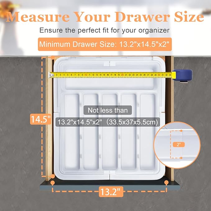 Large Silverware Drawer Organizer Expandable Kitchen Utensil Organizer BPA Free - Image 5