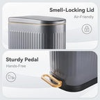 Slim Bathroom Trash Can with Soft Close Lid Stainless Steel Garbage Can Step - Image 6