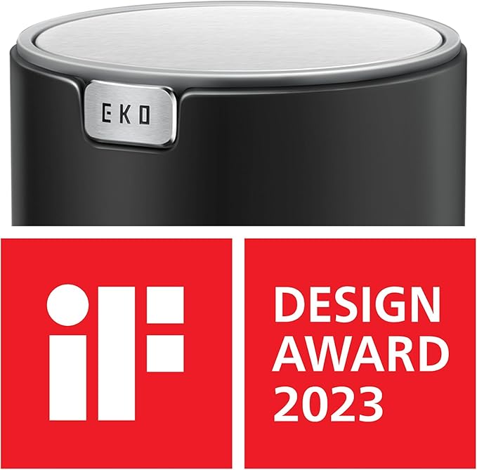 EKO Mini Desk Trash Can with Swing-Top Lid 0.4 Gallon Small Table Round - Image 3
