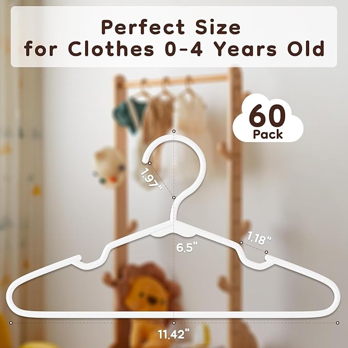 VTRIN Baby Hangers 100 Pack Large Capacity Hard Plastic Kids Hangers Suitable - Image 3