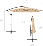 Best Choice Products 10ft Offset Cantilever Hanging Market Patio Umbrella, 8 Sturdy Ribs, Easy Adjustment - Sand - Image 7