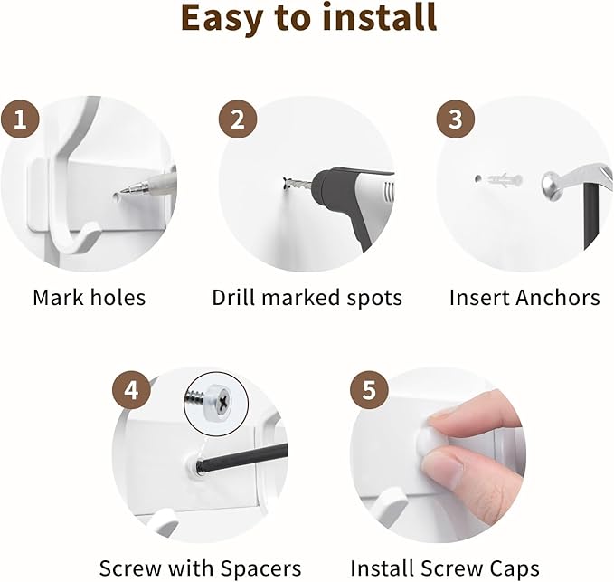 White Wall Mounted Coat Rack - Image 7