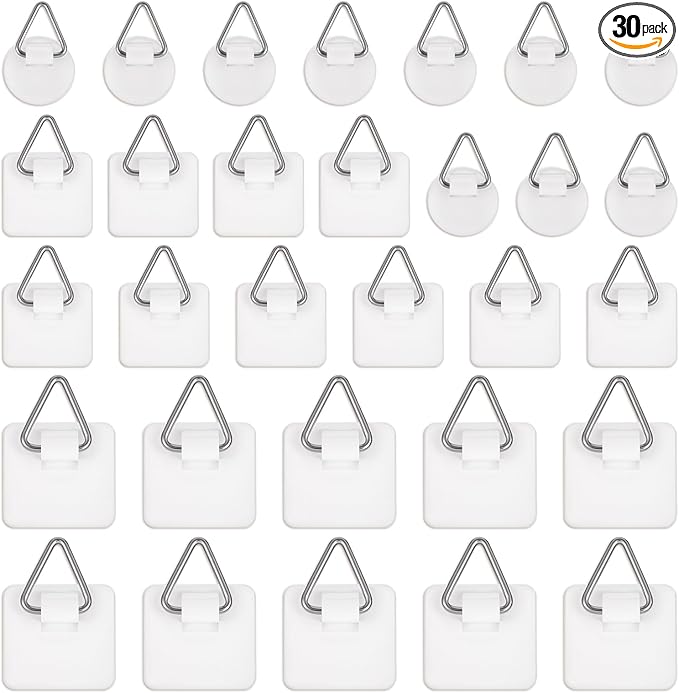 30 Pack Adhesive Picture Hanger Picture Hanging Hooks Without Nails Invisible by Unknown