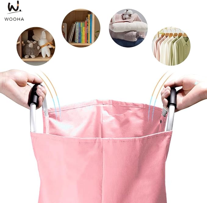 WOOHA 125L Large laundry basket, Collapsible laundry hamper, Tall Clothes - Image 4