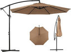 Backyard Expressions 10FT Cantilever Patio Umbrella – Outdoor Offset Hanging Umbrella with Smooth Crank, Tilt Adjustment & UV Protection – Heavy-Duty Steel Frame (Base Not Included) by BackyardExpressions