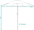 Sunnydaze Outdoor Patio Umbrella - Polyester Table Market Umbrella with Push-Button Tilt and Crank - 6 Sturdy Ribs - Blue - 7.5ft - Image 5
