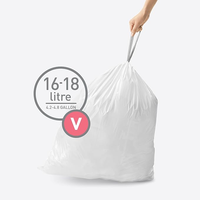 simplehuman Code V 200 Count, Dispenser Pack Custom Fit Liners, Drawstring - Image 2