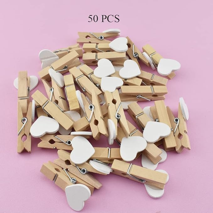 HAHIYO Heart Painted Mini Wooden Clothespin Clip Photo Paper Holders 1.38inch - Image 6