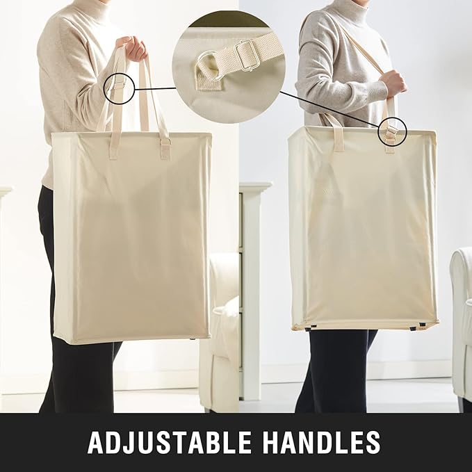 Slim Laundry Hamper with Adjustable Long Handles, 45L Small Laundry Baskets - Image 3
