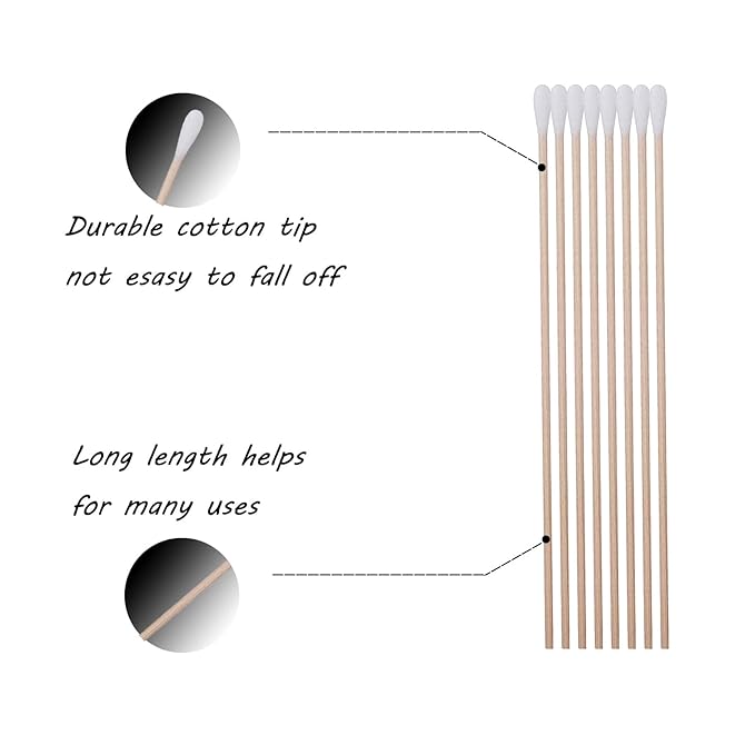 6 Inch Long Cotton Swabs, Single Round Tips - Image 3