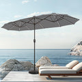 PHI VILLA 13ft Patio Umbrella with 120 PCS Solar-Powered LED Color-Changing Lights, Double-Sided Large Rectanglular Umbrella Outdoor for Table with Crank Lift,Light Grey(No Base) by PHIVILLAThepioneerofcomfortablehouseholdsupplies