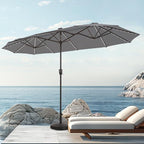PHI VILLA 13ft Patio Umbrella with 120 PCS Solar-Powered LED Color-Changing Lights, Double-Sided Large Rectanglular Umbrella Outdoor for Table with Crank Lift,Light Grey(No Base) by PHIVILLAThepioneerofcomfortablehouseholdsupplies