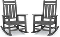 KINGYES Oversized Outdoor Rocking Chair Set of 2, All-Weather Patio Rocking Chairs for Porch, HDPE Outdoor Patio Rockers with High Back & Wide Seat for Garden, Lawn, Gray by KINGYES