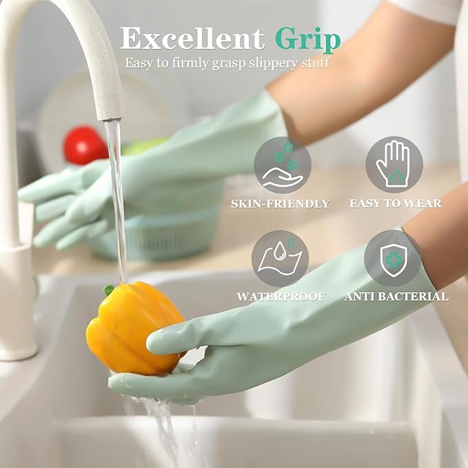 URSMART Dishwashing Household Gloves -6 Pairs Rubber Latex Gloves Waterproof - Image 5