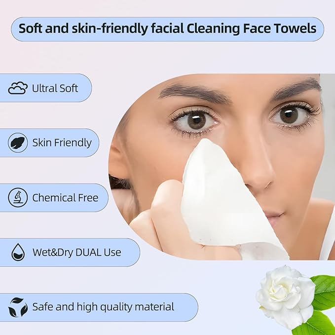Disposable Face Towels XL, Viscose Biodegradable Large Dry Wipes, Super Soft & - Image 2