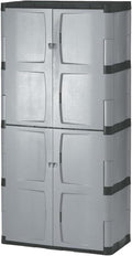 Rubbermaid Freestanding Storage Cabinet Five Shelf with Double Doors Lockable Large 690-Pound Capacity Gray For Garage/Outdoor Garden Tools/Toys/Power Tools/Pool Accessories Grey by Rubbermaid