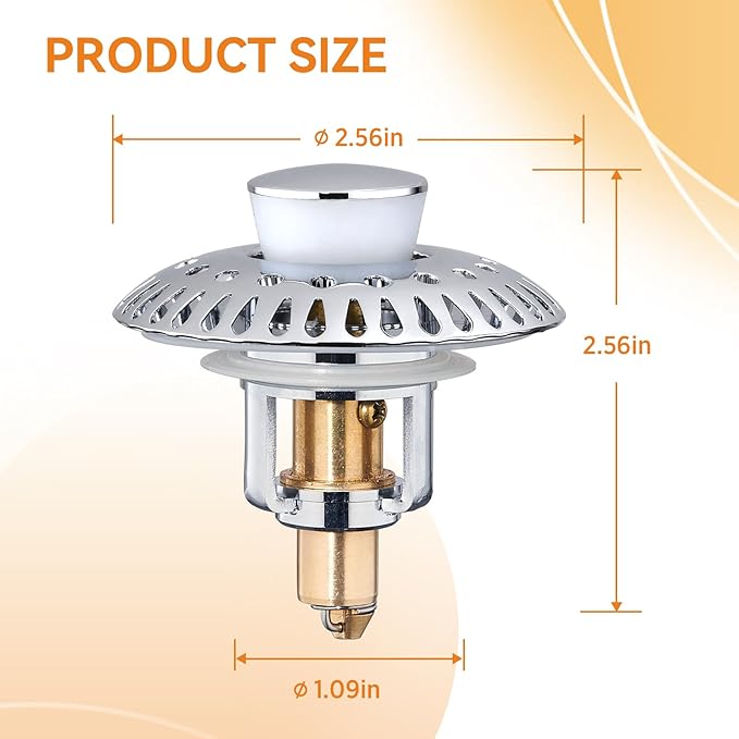 Bathroom Sink Stopper for 1.06"-1.65" Drain Holes, 2 in 1 Bath Sink Drain - Image 3